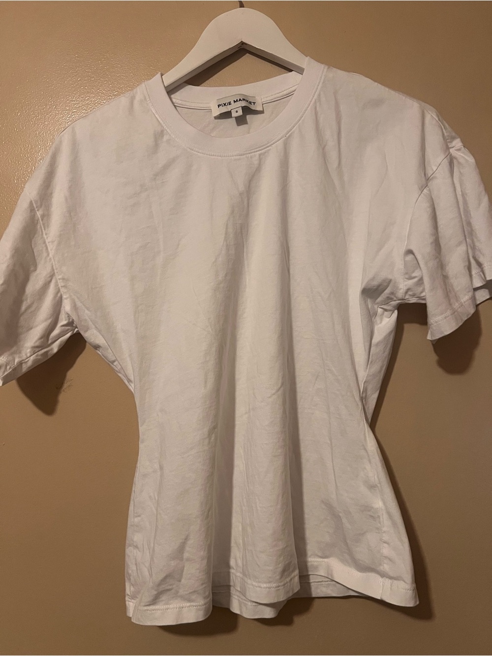Pixie market cinched structured Classic White Crew Neck Tee cotton small chic co
